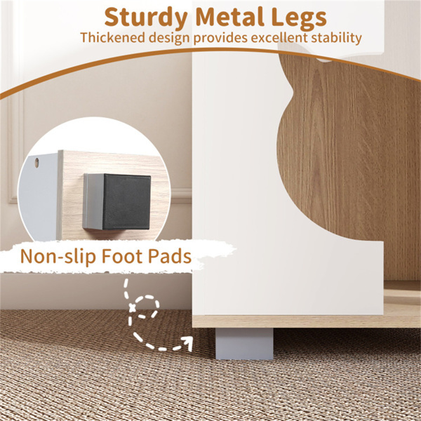 Wooden Cat House Nightstand, Multi-Function Indoor Cat Hideaway Furniture with Sturdy Metal Base - Image 7