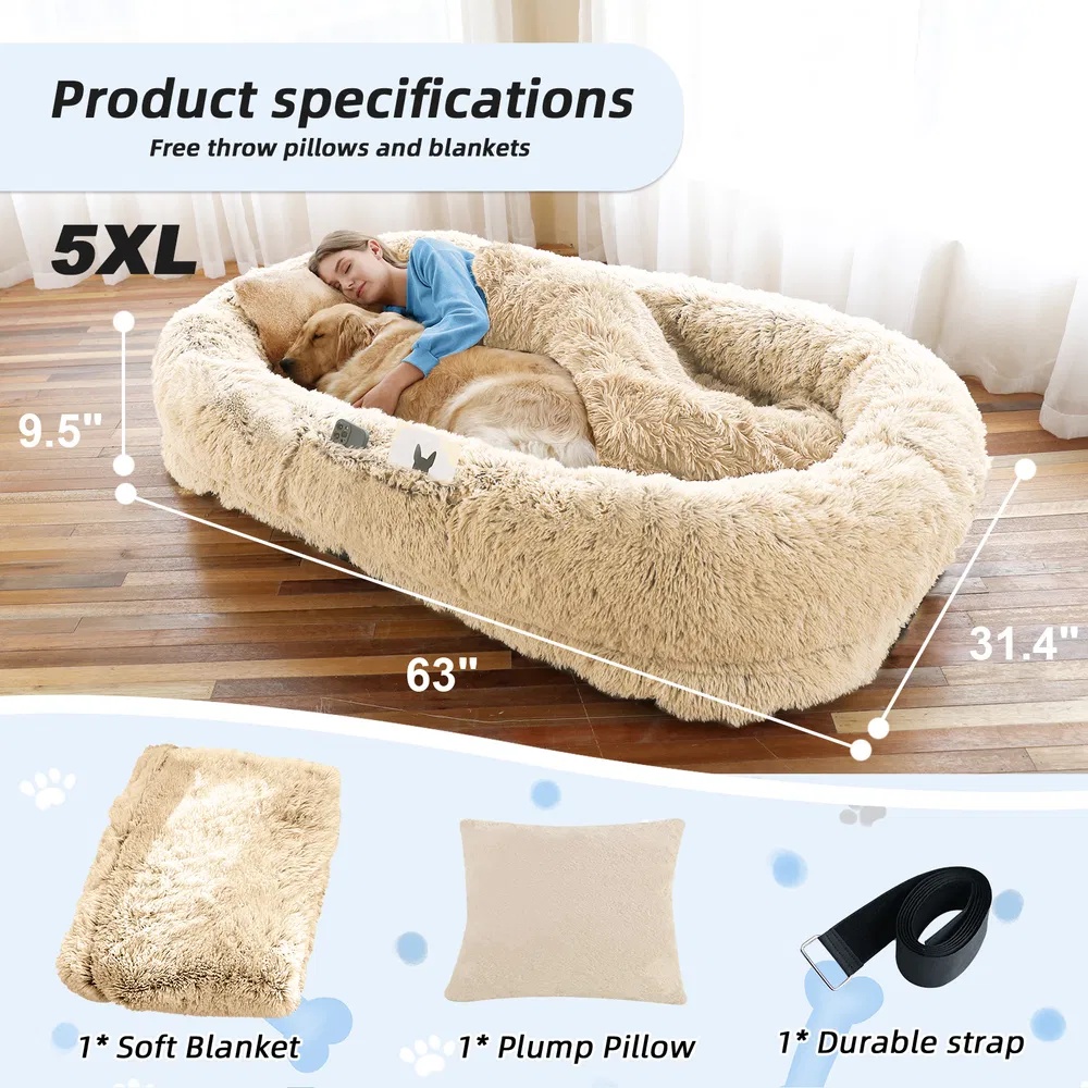 Human Size Dog Bed, Washable Faux Fur Pet Bed for Humans and Pets, Large Cozy Nap Mat - Image 9