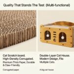 Double Layer Cat Scratcher House, Large Corrugated Cardboard Cat Villa Bed for Indoor Cats