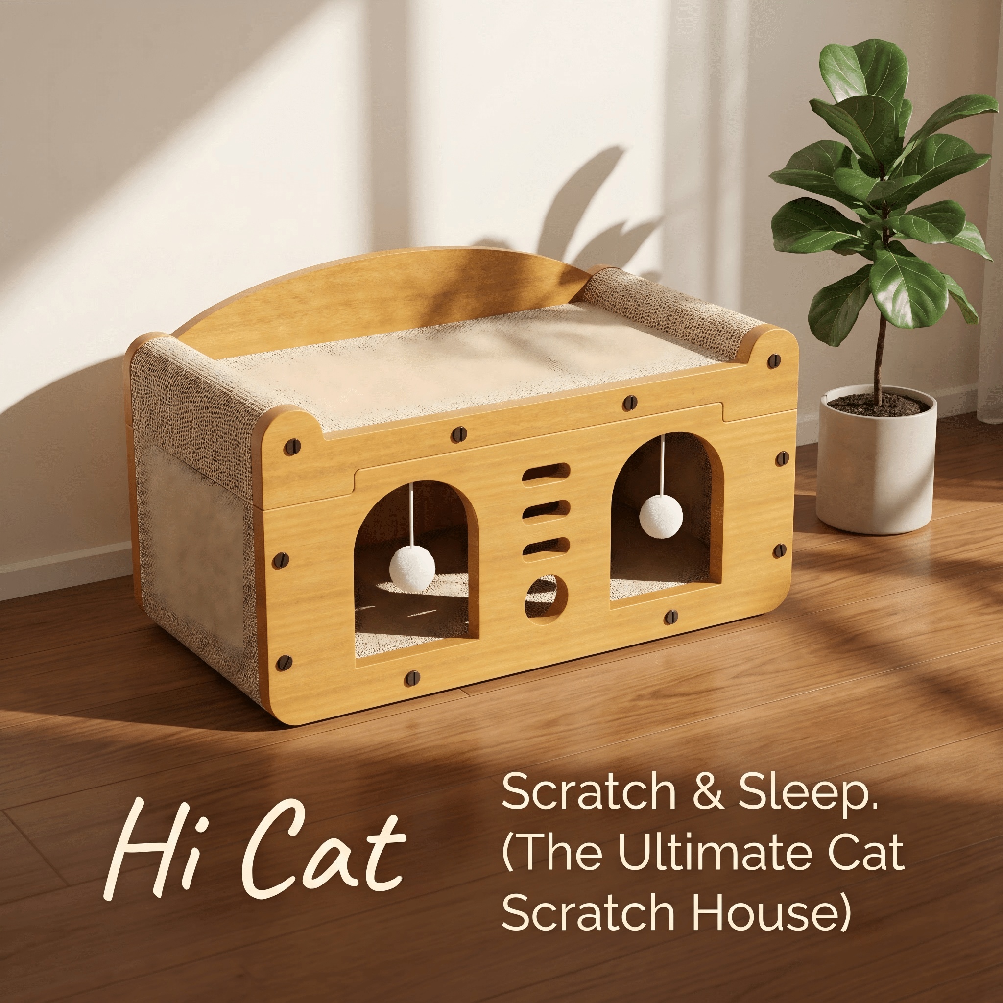 Double Layer Cat Scratcher House, Large Corrugated Cardboard Cat Villa Bed for Indoor Cats - Image 10