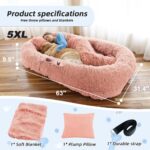 Human Size Dog Bed, Washable Faux Fur Pet Bed for Humans and Pets, Large Cozy Nap Mat