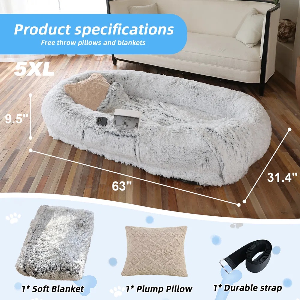 Human Size Dog Bed, Washable Faux Fur Pet Bed for Humans and Pets, Large Cozy Nap Mat - Image 8