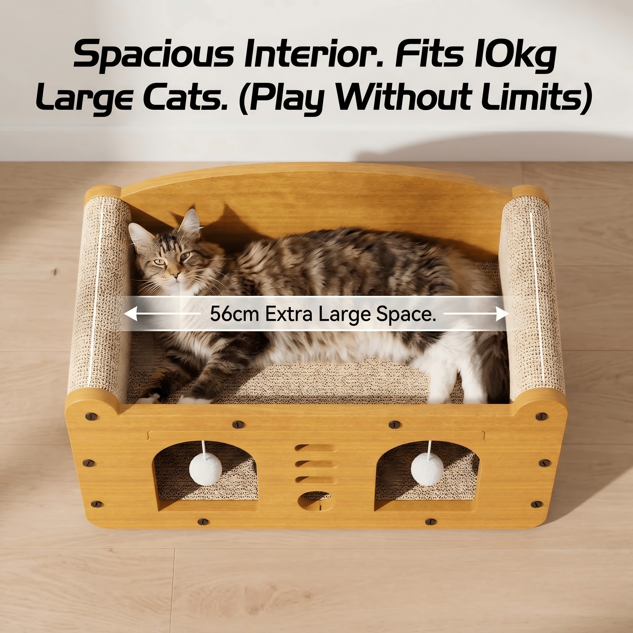 Double Layer Cat Scratcher House, Large Corrugated Cardboard Cat Villa Bed for Indoor Cats - Image 8