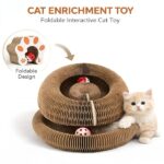 2 Pack Foldable Accordion Cat Scratcher Toy, Magic Organ Cat Tunnel with Rolling Ball