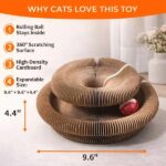 2 Pack Foldable Accordion Cat Scratcher Toy, Magic Organ Cat Tunnel with Rolling Ball