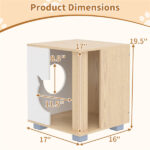 Wooden Cat House Nightstand, Multi-Function Indoor Cat Hideaway Furniture with Sturdy Metal Base